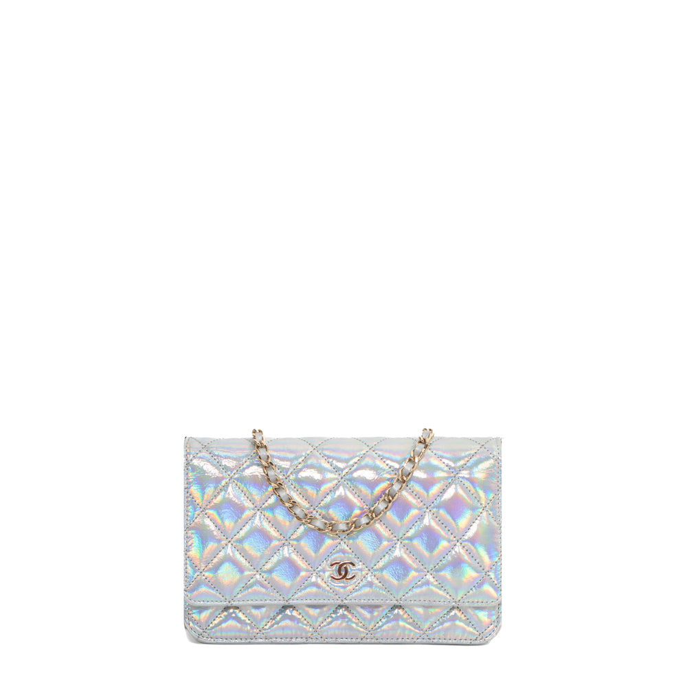 Chanel Limited Edition Wallet On Chain bag in silver leather