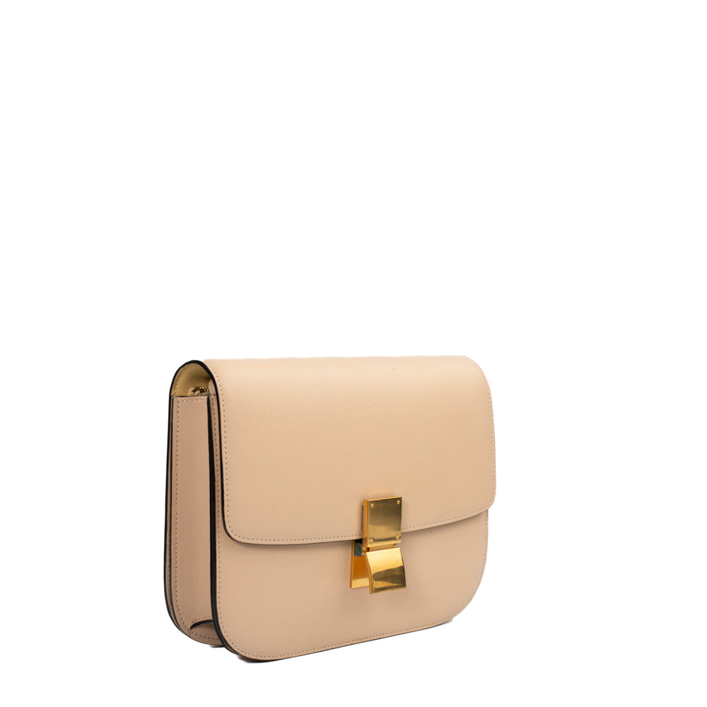 Classic Box Medium bag in beige leather