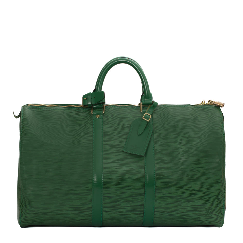 Louis Vuitton Keepall tote limited edition Green Leather ref