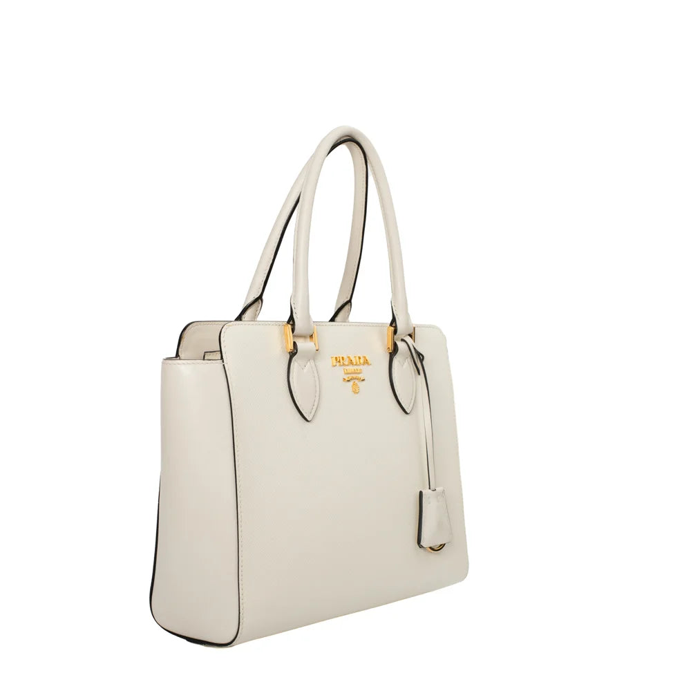 Prada white best sale handbag leather