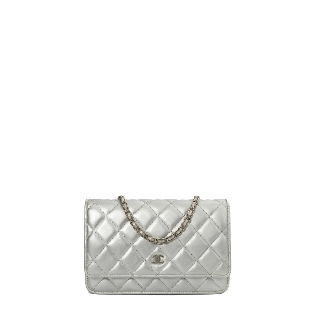 Chanel Wallet On Chain Tasche aus zilver Leder Gebraucht Gebraucht Vintega