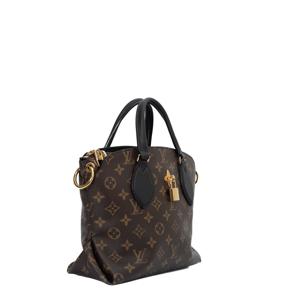 Louis Vuitton Shoulder Bag Flower Zippered PM Noir Black Leather