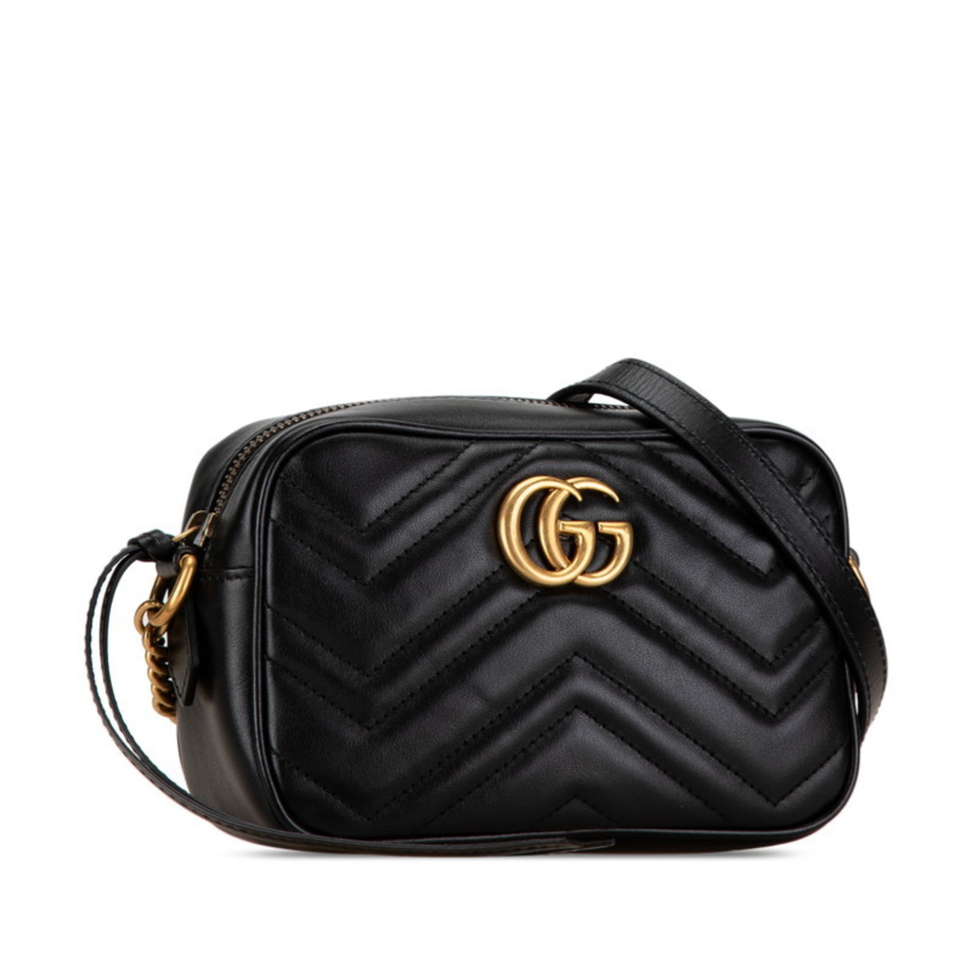 Sac GG Marmont en cuir noir Gucci Seconde Main Occasion Vintega