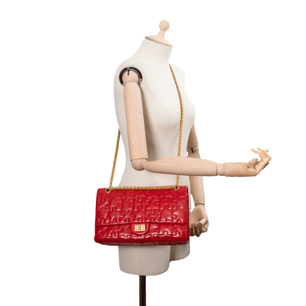 Chanel 12144738 Reissue 255 Patent Leather Red Puzzle Medium 28cm Gold  Hardware  The Attic Place