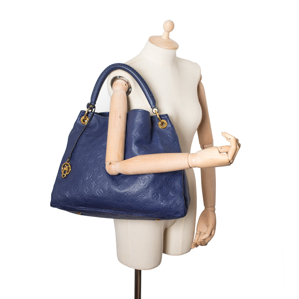 Artsy MM bag in blue imprint leather