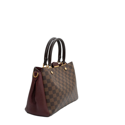 Louis Vuitton Brittany Damier Ebene Leather Tote Bag