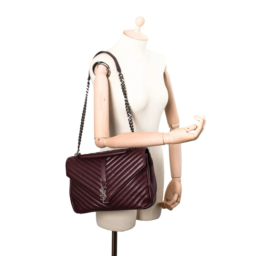 Saint Laurent College Large bag in purple leather - Second Hand 