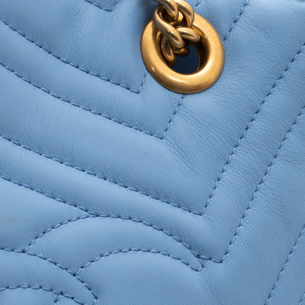 Sac GG Marmont Tote en cuir bleu Gucci - Seconde Main / Occasion – Vintega
