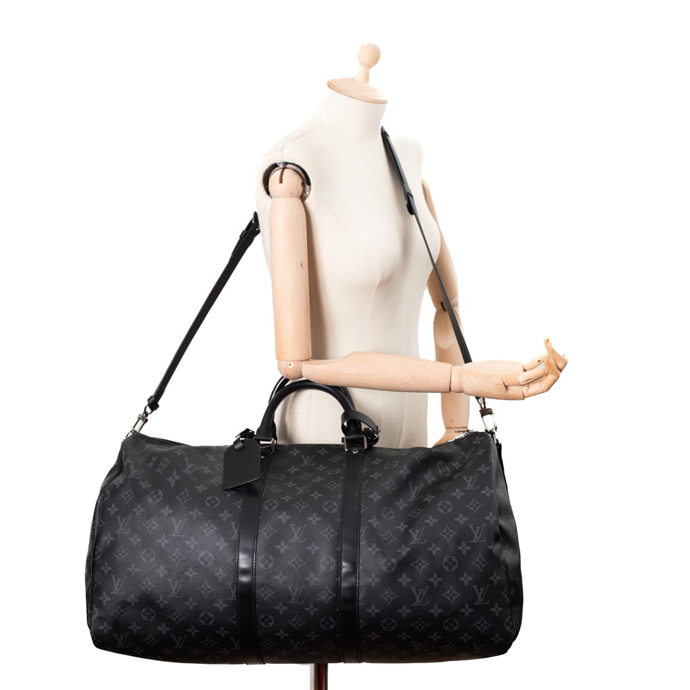 Keepall 55 bag in black monogram canvas Louis Vuitton - Second