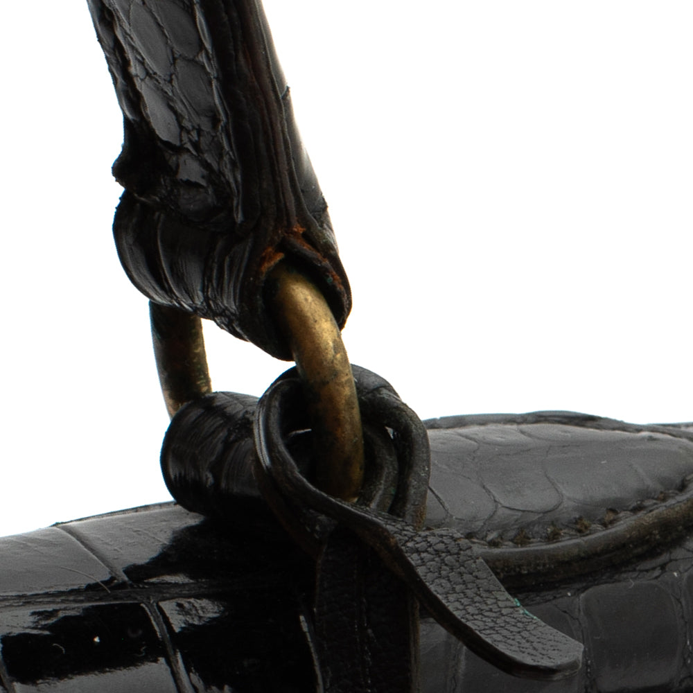 Hermès Black Vintage Porosus Crocodile Kelly Sellier I 32 32cm