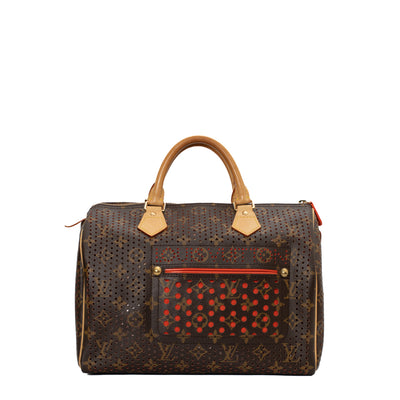 Louis Vuitton Brown Monogram Canvas and Black Patent Leather