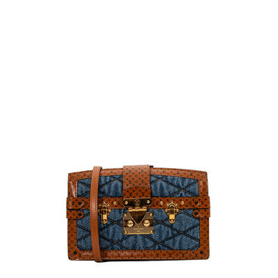 Louis Vuitton Malletage Denim Trunk Clutch Crossbody Bag