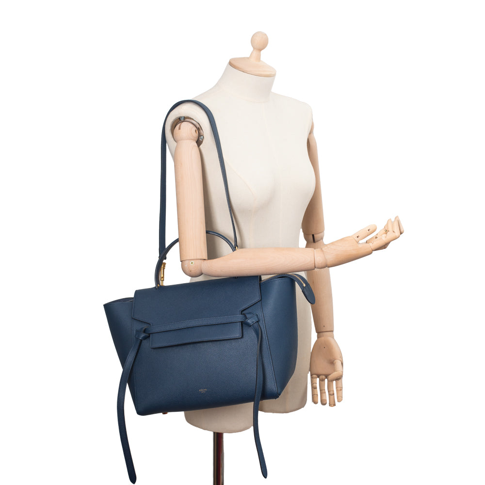 Belt Mini bag in blue leather