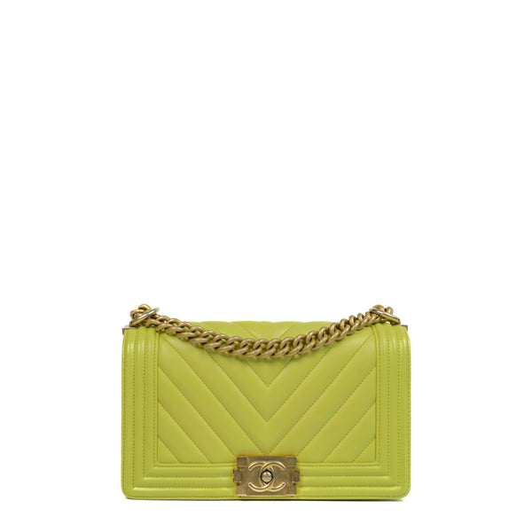 Boy CHANEL bag in quilted yellow leather  VALOIS VINTAGE PARIS