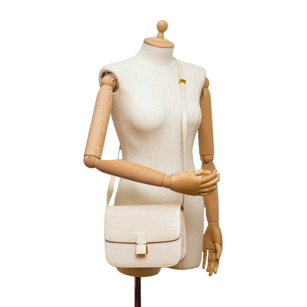 Sac Classic Medium en cuir beige