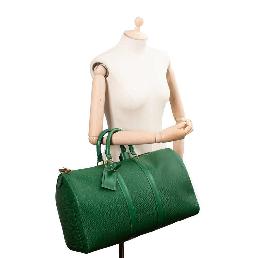 Keepall 45 Vintage bag in green epi leather Louis Vuitton Second