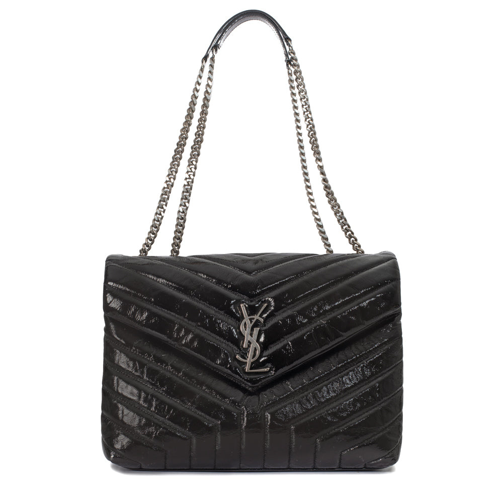 Loulou Medium bag in black patent leather Saint Laurent Second