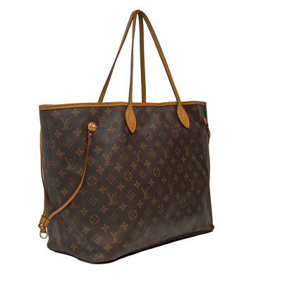 Louis+Vuitton+Neverfull+Red+Interior+Tote+MM+Brown+Canvas for sale online